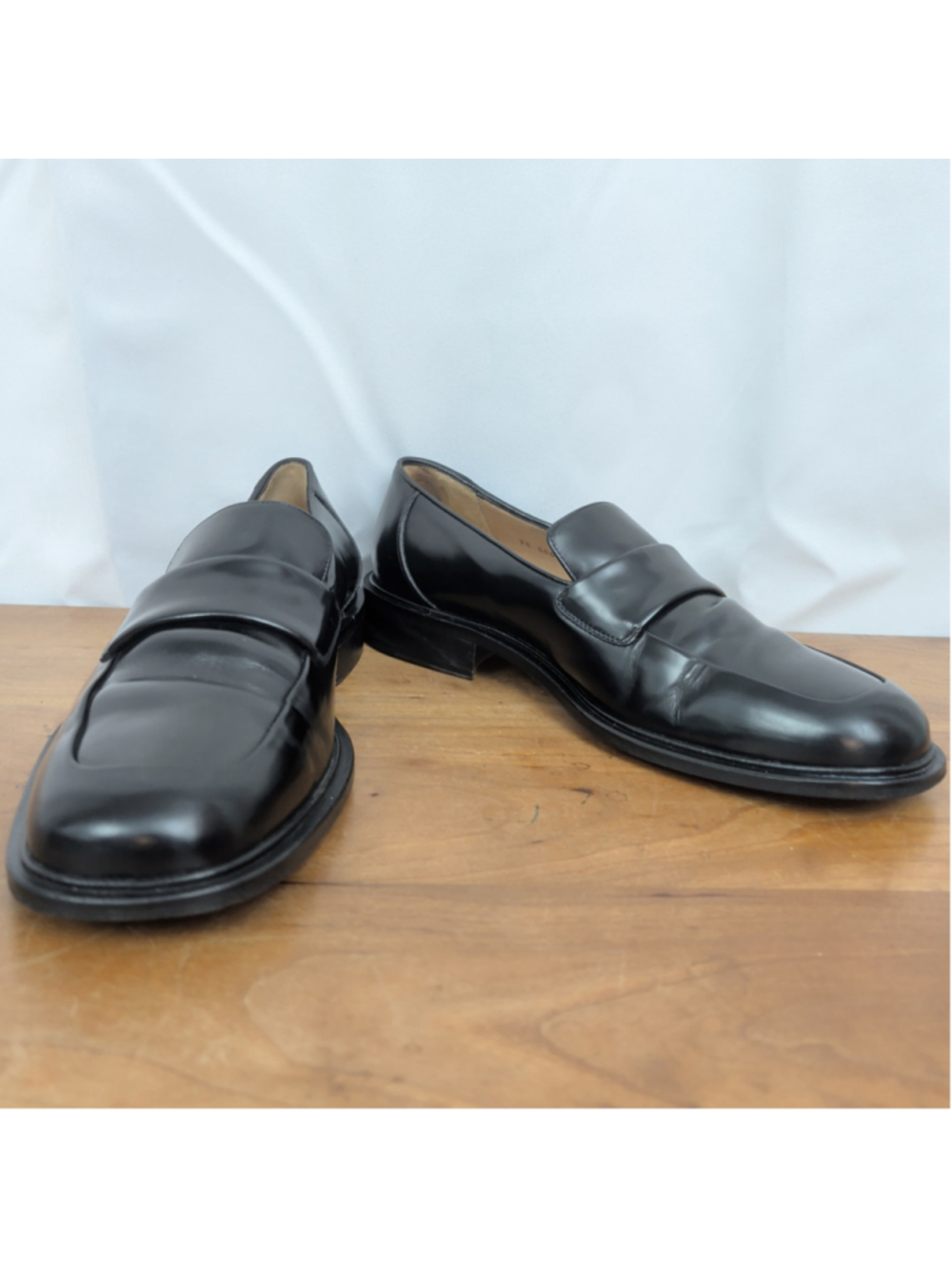 Johnston & Murphy Collection Italian Made Black Square Toe Loafers 9.5